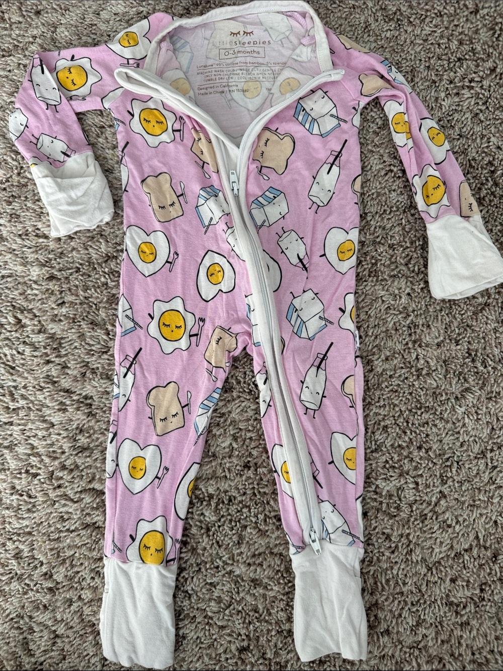 Little Sleepies Breakfast footie zip
